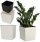 KADAX Square Planter, Large Flower Pot for Indoor and Outdoor Use, Lightweight Plastic Plant Pot with Insert for Houseplants (25.7 cm, Cream)