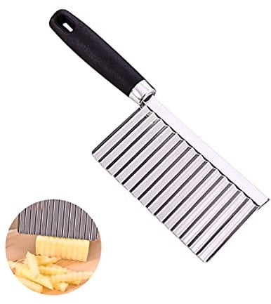sinogoods Couteau ondulé, Coupe Frites en Acier Inoxydable, Couteau de Tranches de Pomme de Terre pour Frites, Légume, Carotte, Oignon, Concombre