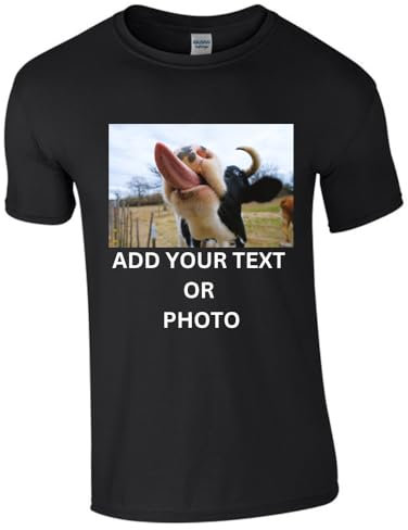 Personalised Any Text, Photo or Logo T-Shirt - Make Your Own Custom Tee - Business, Stag & Hen Party Tees (UK, Alpha, L, Regular, Regular, Black (Front Print))