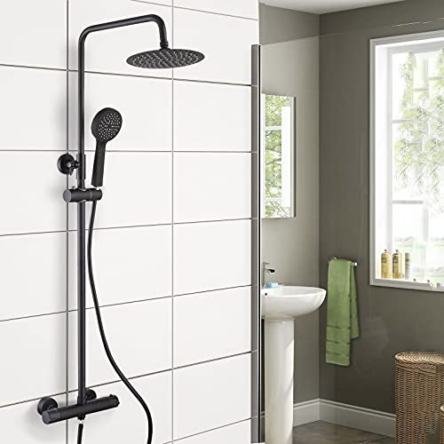 Regent Round Black Exposed Thermostatic Shower Mixer