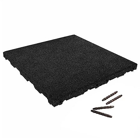 Vivol Estera de protección contra caídas de color negro con sistema de ranuras – 50 x 50 cm x 45 mm – Certificado TÜV – Alfombrilla de protección para el suelo para el parque de juegos, guardería,