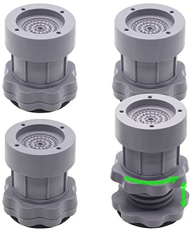 HANIHUA 4 Sets Furniture Bed Risers 3 Inch Washing Machine Support Heavy Duty, Adjustable Height 4 inch Furniture Risers for Sofa, Fridge, Chairs, Light Gray