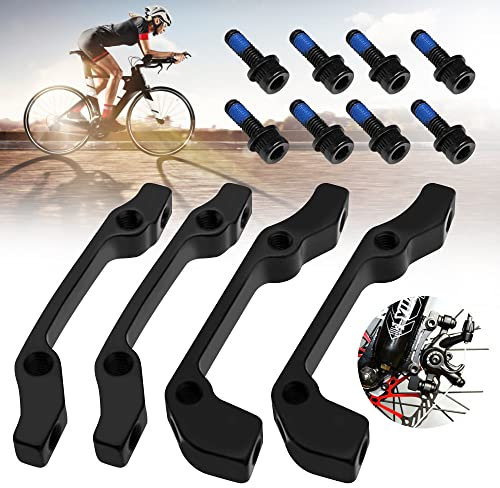 DURANTEY 4 Stück Scheibenbremse Adapter Vorne 180mm/160MM Rahmen Scheibenbremse Adapter Hinten 160/140MM Scheibenbremsenadapter mit 8* Abstandshalter Adapter für Scheibenbremse MTB BMX Mountainbike