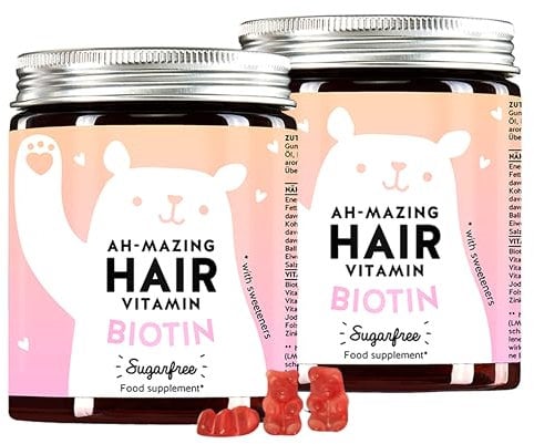 2er Pack - Biotin Hochdosiert Gummibärchen – 5000µg Biotin, Zink, Vitamin B6, C, E, Folsäure & Jod – 120 Stück – Vegan – Zuckerfrei – Bears with Benefits