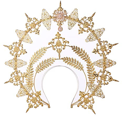 BLESSUME Halo Stirnband Frauen Cosplay Halloween Zubehör (Gold 17)