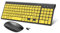 HXMJ-Wireless Large Print Keyboard and Mouse Set with USB Receiver| Quiet Scissor Switch | for Seniors and Visually Impaired Low Vision Individuals-Yellow