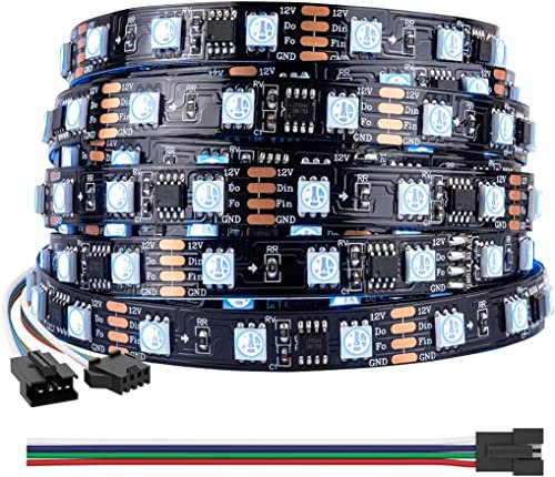 BTF-LIGHTING TM1934(Ähnlich wie WS2815) RGB Programmierbare LED Streifen 5050SMD+1934 IC 5M 300leds Traumfarbe LED Strip DC12V Schwarz PCB IP30 Nicht Wasserdicht Controller&Netzteil nicht enthalten