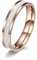 Bishilin Fede Nuziale Donna, Donna Anello Acciaio Oro Rosa Anello Inciso 4MM con Smalto Bianco Misura 7