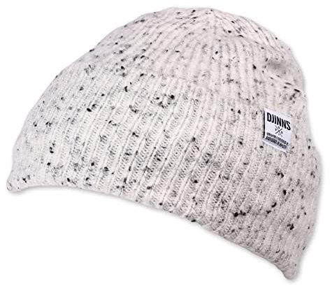 Djinns Basic Beanie Spotted Knit - Mütze Strickmütze Wintermütze Wollmütze Winter Unisex Neu (Offwhite/Black)