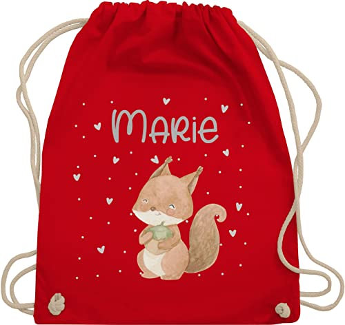 Turnbeutel Rucksack - Tiere - Eichhörnchen Eichhorn Squirrel - Unisize - Rot - stoffbeutel kindergarten kita baumwolle beutel personalisierte geschenke name sportbeutel kindergarten-rucksack