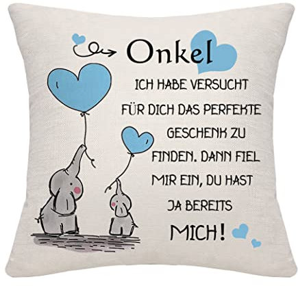 Bommex Onkel Geschenk von Nichte Neffe Kissenbezug für Geburtstagsgeschenk