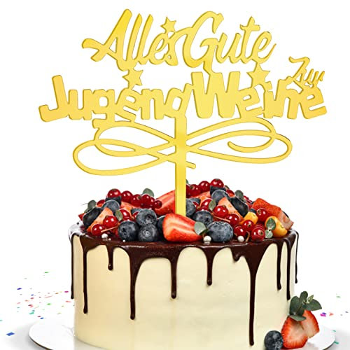 Jugendweihe Tortendeko Alles gute zur jugendweihe kuchendekoration Cake Topper Gold Tortenstecker Acryl Kuchendekoration Geschenkidee zur Jugendweihe Jungen und Mädchen Jugendfeier
