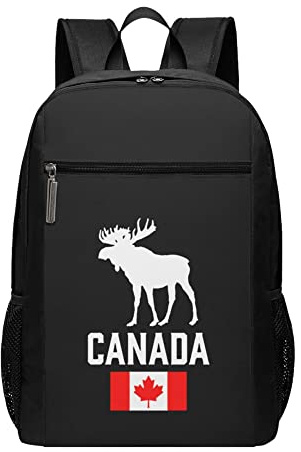 Schwarzer Rucksack Kanada Elch Kanada Flagge Rucksack Laptop für Schüler große Kapazität Tagesrucksack Schultasche 43,2 cm, #01, 30cm*17cm*43cm, Schulranzen