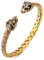 COOLSTEELANDBEYOND Herren Wolfskopf Armband Edelstahl Geflochtene Stahlkabel Armreif Gold Schwarz, Verstellbare