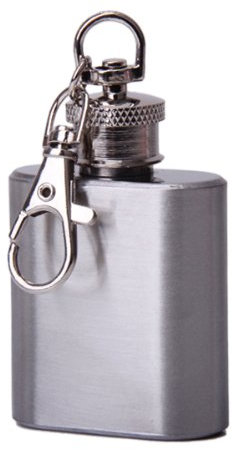 Tiuimk Mini petaca de acero inoxidable de 1 oz con llavero – Soporte portátil para whisky, vodka, alcohol y licor