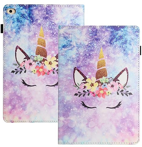 Rosbtib Coque pour iPad 9.7 2018 iPad 6 Génération/ 2017 iPad 5 Génération PU - Leder Housse en Cuir Folio Multifonctions Ständer Porte-Cartes pour iPad 9.7/ iPad Air 2/ Air, Sourire