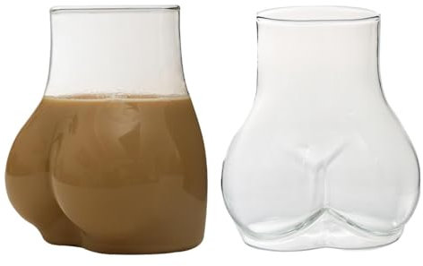 Tedious Tasses à café drôles de Fesses | Verres à Boire Fantaisie de 450 ML | Tasses à Eau créatives en Forme de Fesses | Jolies Tasses à café en Verre, Cadeaux de fête pour Amis (1 pièce/2 pièces)