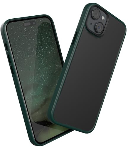 EAZY CASE - Hybrid Outdoor Case kompatibel mit iPhone 15 Plus Handyhülle für iPhone 15 Plus Hülle als Fallschutz schlanke Schutzhülle stoßfestes Cover in Matt Transparent/Nacht Grün