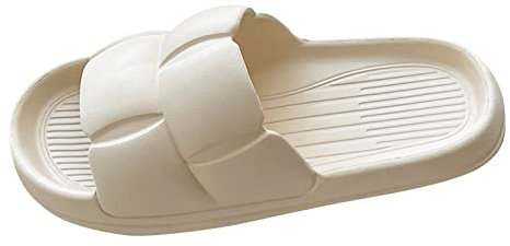 Langlaufski Set Damen Klassisch Mit Bindung Und Schuhe Cloud Slides für Damen und Herren Duschhausschuhe Badesandalen Extrem bequeme gepolsterte dicke Sohlenhausschuhe Damen Sandalen (White, 36-37)