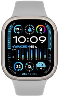 AMAZTECH Orologio intelligente HK9 Ultra 2 Smartwatch AMOLED 2.02 49mm Waterprof IP68 Chiamate Bluetooth Chat GPT Orologio Fitness per Android iOS Ideale per uomo e donna (Silicone Bianco)