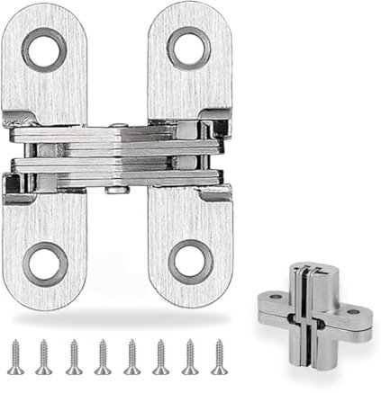 RICHSUM 2-Pcs Cross Hinge,Invisible Hinges,180 Degrees Invisible Folding Door Hinges,Concealed Hinges for Cabinet, Cupboard, Wooden Box (45mm)