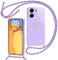 Yichxu Handyband für Xiaomi Redmi 13C/ Xiaomi Poco C65 Hülle mit Band, Glitzer Herz Silikon Handyhülle Kordel, Schutzhülle mit Kette Stoßfest Handy Necklace Hülle für Redmi 13C, Lila