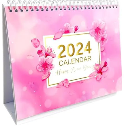 UNbit Familien-Tischkalender 2024 Kleiner Tischkalender Ganzjahres-Tischkalender Tischkalender Planer Stehkalender Tischkalender for Aufzeichnen von Ereignissen Büro-Tischkalender(Color:Pink)