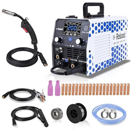 Reboot Saldatore MIG 200Amp 5 in 1 saldatrice multiprocesso, Mig Gas/Gasless Flux Core/Lift TIG/Stick/Spot Synergy Welding, grande display a LED Aggiornamento RBM2000