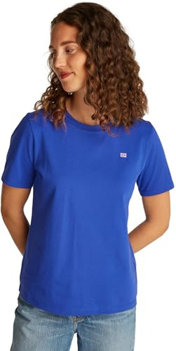 Tommy Hilfiger Damen T-Shirt Kurzarm Contrast Flag Tee mit Rundhalsausschnitt
