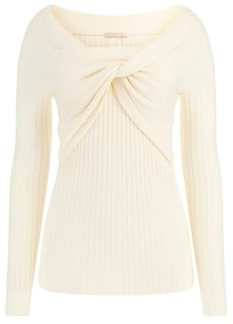 GUESS Damen Milana Langarm-Wickelpullover, Cremeweiß, X-Groß