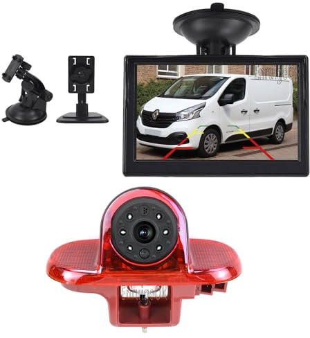 Auto Rückfahrkamera Bremslicht Rückfahrkamera mit 5 Zoll 2 Halterungen Monitor Kit für Renault Trafic Opel/Vauxhall Vivaro (2001-2014) Van Rückfahrkamera Einparksystem