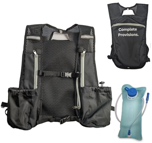 5L Running Hydration Vest & 2L Water Bladder for Women & Men | Lightweight & Adjustable Fit | Reflective Strips, Phone, Accessories & Water Bottle Holders | Zip Pockets | Water Proof | Black Bag