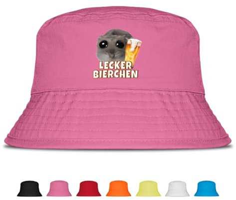 Lecker Bierchen - Lustiger Fischerhut – Der perfekte Sonnenhut für Herren & Damen – Ideal als Malle-Outfit, Party-Accessoire & Festival-Eimerhut für den Strand | Farbe Pink