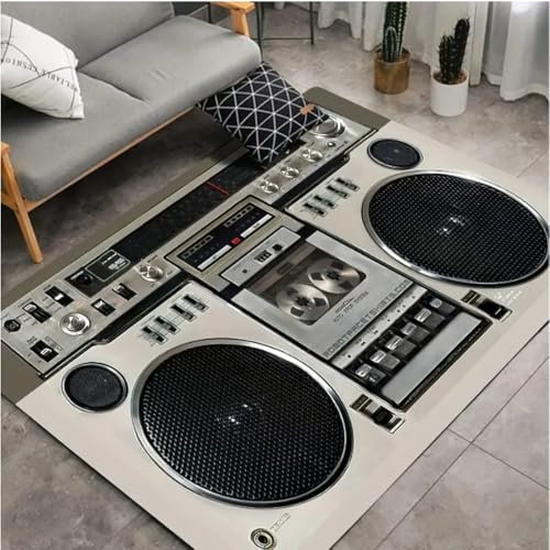 SHAOPENGA Bereich Teppich Kassette Band Motiv Teppich Badezimmer Fußmatte Toilette rutschfest Zuhause Eingangsbereich Fußpolster Retro Teppiche Für Schlafzimmer 120X180Cm
