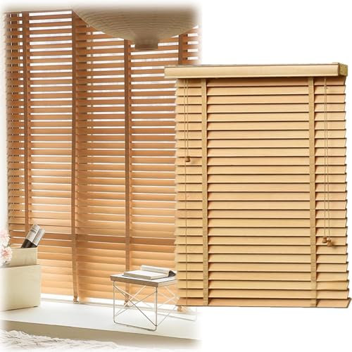 Persianas venecianas horizontales de madera sintética para ventanas y puertas, persianas venecianas horizontales de 5 cm, oscurecimiento de la habitación, persianas de privacidad, 80 x 80 cm
