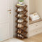 kiss me Bamboo Folding Shoe Rack,Vertical Narrow Shoe Rack,Small Shoe Racks,Without Installation,Shoe Racks Storage,Wooden Narrow Tall rack Indoor for Hallway, Entryway (Brown 7 Tier)