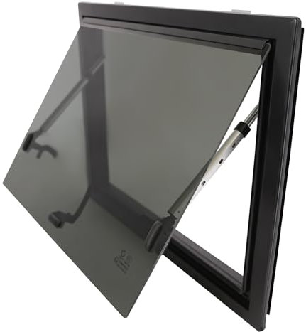 Wohnmobilfenster Camper Fenster Wohnwagen Fenster Alu Fliegengitter Fenster, Vielseitiges Camper Fenster mit Schirm, Wohnwagen Dachfenster für Wohnwagen Van Camper (Black&White)