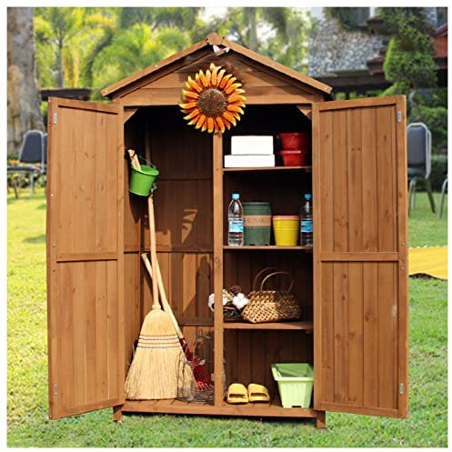 Armario de Almacenamiento para Exterior, de Madera, con Estante extraíble, para jardín, Patio, casa y Piscina (marrón)