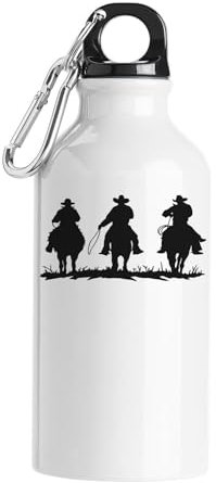 Cowboys riding horses Tourist Water Bottle White