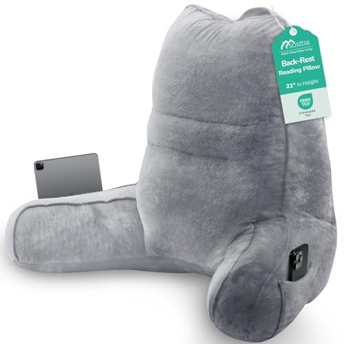 Sasttie Reading Pillow for Bed, Back Pillow for Sitting Up, Dark Grey