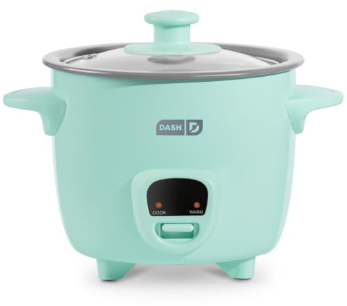 Dash Mini Ceramic Rice Cooker - Designed for Single-Serve Cooking - Compact Rice Cooker with Nonstick Removable Pot, Keep Warm Function & Easy-to-Clean Sleek Design - Aqua Ceramic