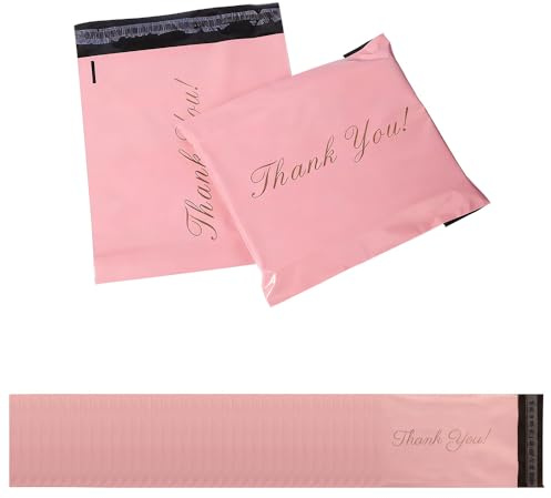 FEIHS 40 Piezas Bolsas de Correo,para ropa,embalaje de paquetes | PE,35 x 25 cm,impermeable,cierre autoadhesivo,con el motivo «Thank You» impreso en el exterior,apto para bolsas de mensajería