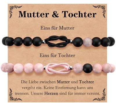 Kenqlot Mutter Tochter Armband Mutter Sohn Geschenk für Familie Papa Tochter Unendlicher Knoten Armband für Mädchen Damen Jungen Armbänder Set für 2 Muttertag Zurück Zur Schule Weihnachten