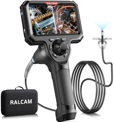 Ralcam Endoskopkamera mit Licht, 360° beweglichem Kopf, 5 HD Display | 6,5mm Dual Lens Inspektionskamera, 6 Einstellbaren LEDs, 32GB Speicherkarte, IP67, Für Rohr- und Motorinspektionen