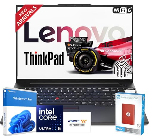 Lenovo 2026 New 16 WUXGA Touchscreen Thinkpad E16 Business Laptop, Intel Core Ultra 5 125U, 64GB RAM, 2.5TB Storage(2TB SSD + 500GB External), Backlit Keyboard, Fingerprint Reader, Windows 11 Pro