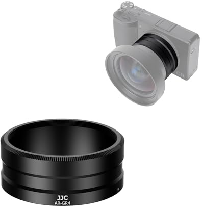 JJC Objektiv Filter Adapter für Ricoh GR IV GRIV HDF GR4 Monochrome Kameras | Ersatz für den Ricoh GA-3 Adapter für GRIV Zubehör,kompatibel mit dem Weitwinkelkonverter GW-4 oder Filtern mit 49-mm Gewinde