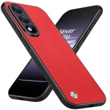 Puxssul für OnePlus Nord 5 Hülle, Kratzfest Premium PU Kunstleder Zurück + Flexible TPU Rahmen, Anti-Fingerabdruck Stoßfest Handyhülle für OnePlus Nord 5 mit Kameraschutz (Rot)
