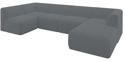 ALTDECOR Ecksofa in U-Form Corner Sofa Bett Eckcouch Couch L-Form Wohnlandschaft Cauchsofa MOVO 345x180x78 Dunkelgrau