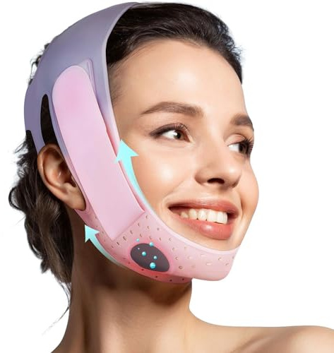 Maschera Viso Jawline Graphene-Silicone Forma V | Riduzione Doppio Mento, Rassodamento Pelle, Traspirante, Riutilizzabile, Bendaggio Lifting Viso