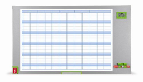 Nobo Performance Plus Jahresplaner Uhr- und Datumsanzeige Planungsraster magnethaftend trocken abwischbar 100 x 600 mm